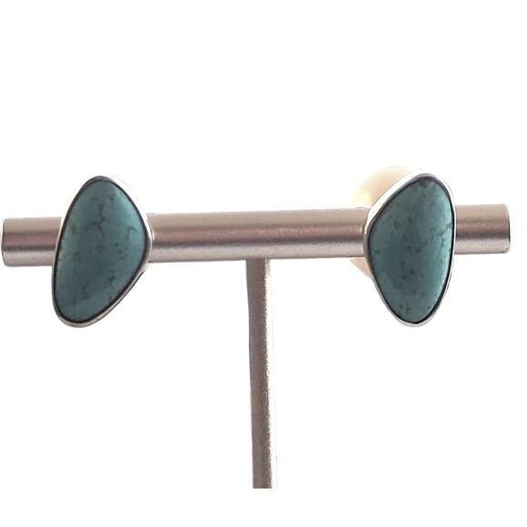 High Fashion Signed by the Artist Sleeping Beauty 950 Silver Stud Earrings - Picture 4 of 8